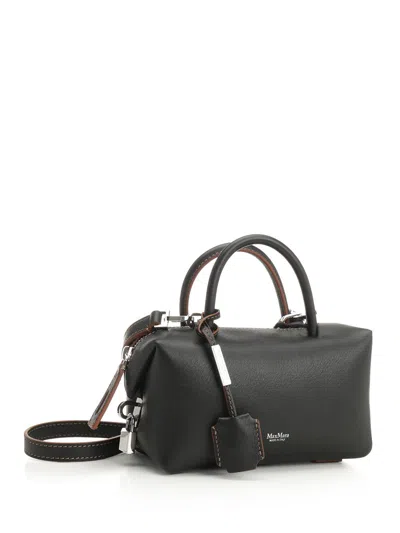 Max Mara Hold All S Square Bauletto Calf Leather Handbag Handbags Black