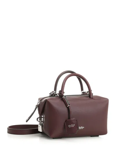 Max Mara Hold All S Square Bauletto Calf Leather Handbag Handbags Bordeaux