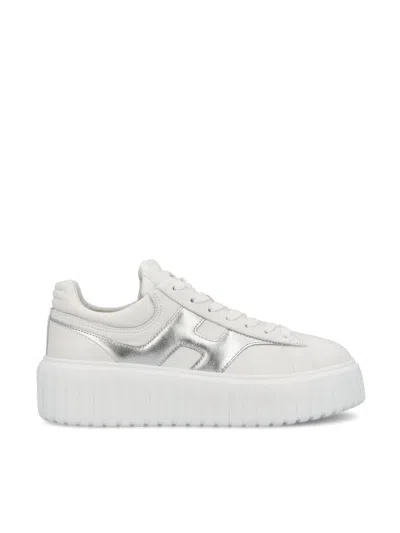 Hogan H-stripes Leather Sneakers In White