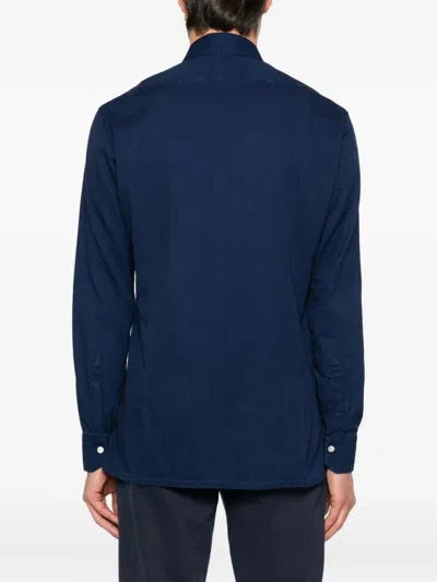 Kiton Long Sleeve Button Down Shirt In Blue