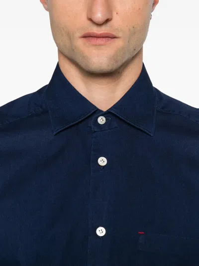 Kiton Long Sleeve Button Down Shirt In Blue