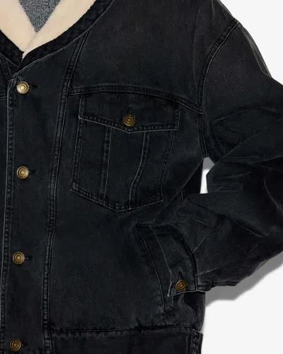 Isabel Marant Shearling Collar Buttoned Jackson Jacket In Black