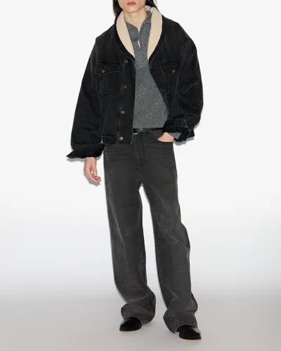 Isabel Marant Shearling Collar Buttoned Jackson Jacket In Black