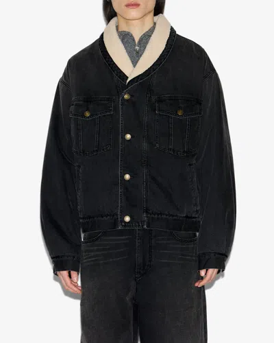 Isabel Marant Shearling Collar Buttoned Jackson Jacket In Black
