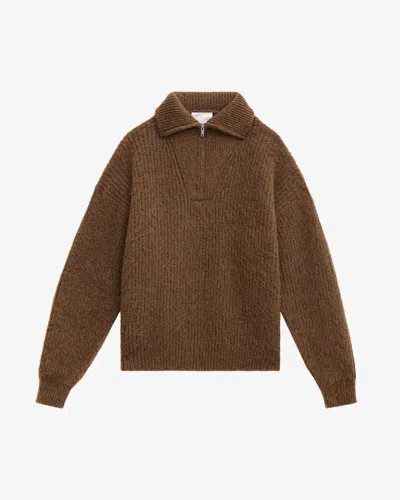 Isabel Marant Half Zip Sweater High Collar In Brown