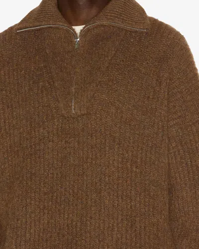 Isabel Marant Half Zip Sweater High Collar In Brown