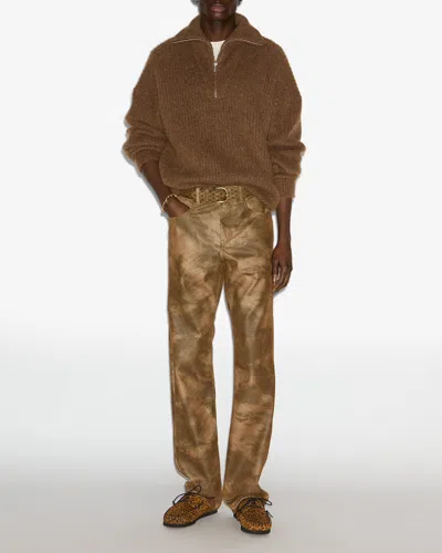 Isabel Marant Half Zip Sweater High Collar In Brown