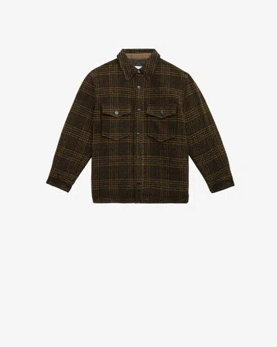 Isabel Marant Plaid Wool Jacket With Boxy Silhouette In Brown