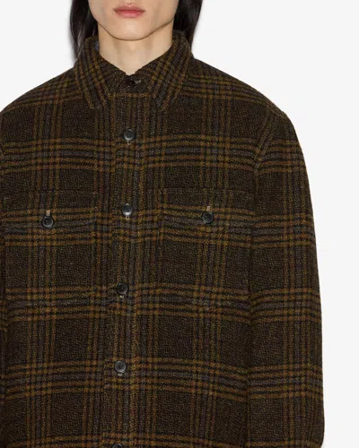 Isabel Marant Plaid Wool Jacket With Boxy Silhouette In Brown
