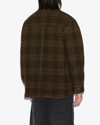 Isabel Marant Plaid Wool Jacket With Boxy Silhouette In Brown