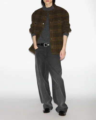 Isabel Marant Plaid Wool Jacket With Boxy Silhouette In Brown