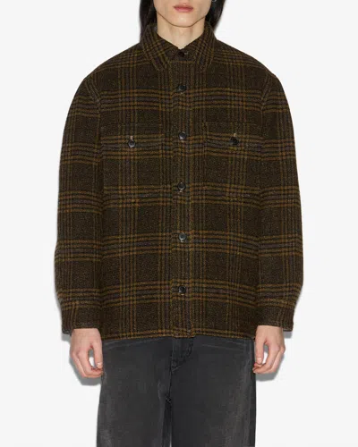 Isabel Marant Plaid Wool Jacket With Boxy Silhouette In Brown