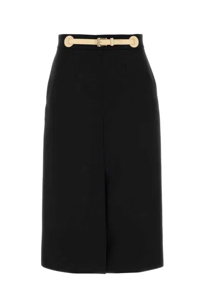 Valentino Garavani Women Skirt With Leather Details In Black