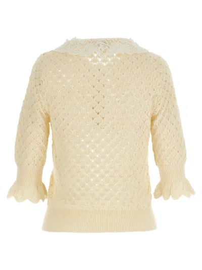 Chloé Pointelle Knit Sweaters And Cardigans White In Yellow