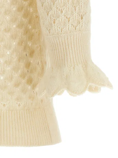 Chloé Pointelle Knit Sweaters And Cardigans White In Yellow