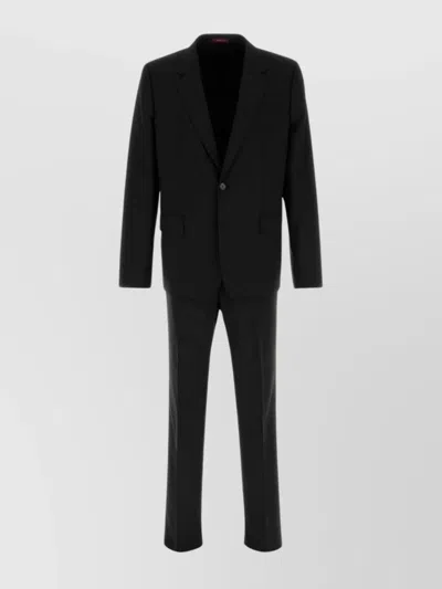 Gucci Wool Suit With Notch Lapel And Back Vent In Black