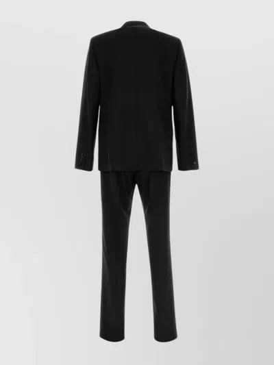 Gucci Wool Suit With Notch Lapel And Back Vent In Black
