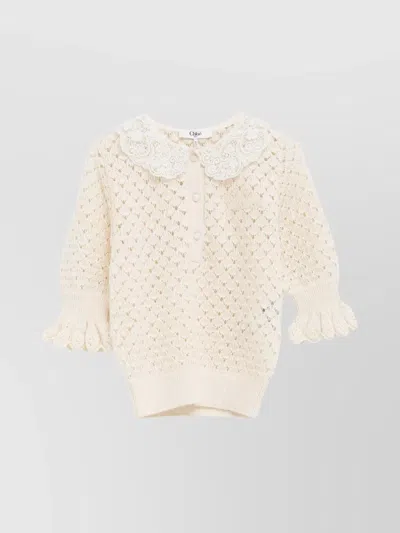 Chloé Chloe' Women Cotton, Alpaca And Silk Top In Yellow