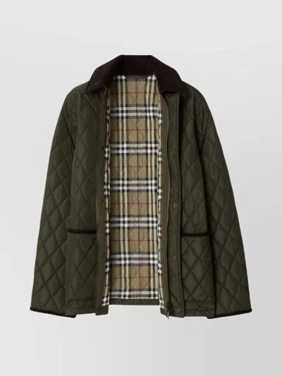 Burberry Cropped Quilted Nylon Jacket In Green
