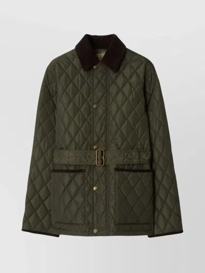 Burberry Cropped Quilted Nylon Jacket In Green