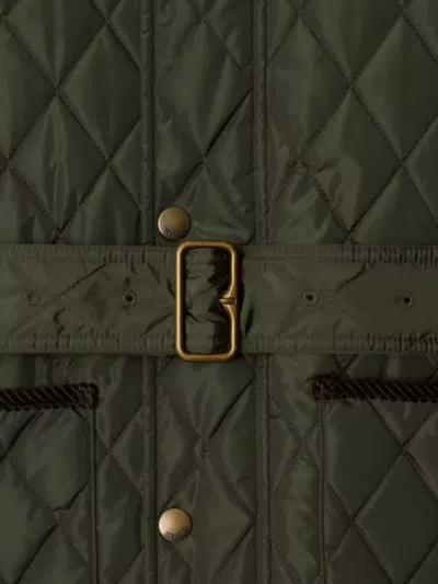 Burberry Cropped Quilted Nylon Jacket In Green