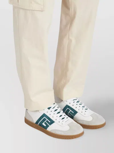 Balmain Swan Suede And Smooth Leather Trainers In Neutral