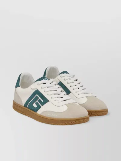 Balmain Swan Suede And Smooth Leather Trainers In Neutral