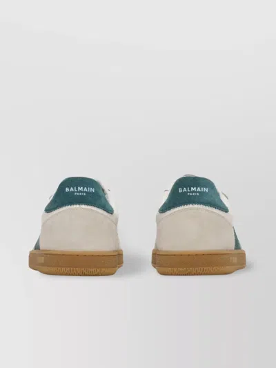 Balmain Swan Suede And Smooth Leather Trainers In Neutral