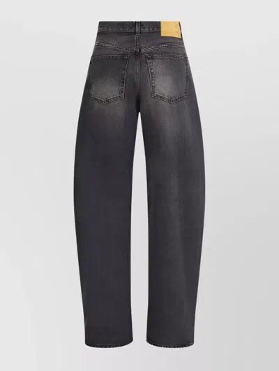 Haikure Washed Dark Grey Jeans With Classic Five-pocket Design In Black