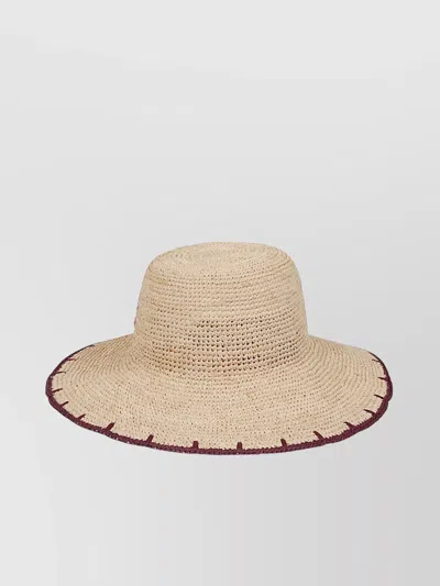 Paul Smith Paisley Straw Hat With Contrasting Decorations In Brown
