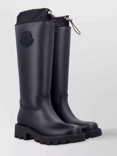 Moncler Rubber Kickstream Boots With Drawstring In Blue