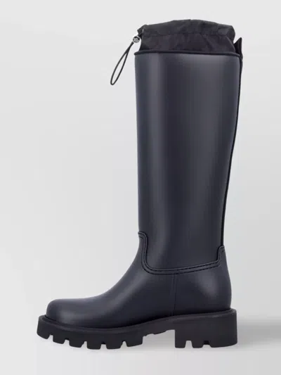 Moncler Rubber Kickstream Boots With Drawstring In Blue