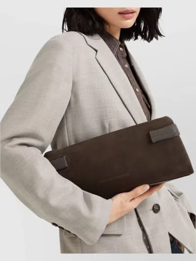 Brunello Cucinelli Women Suede Leather Clutch Bag
