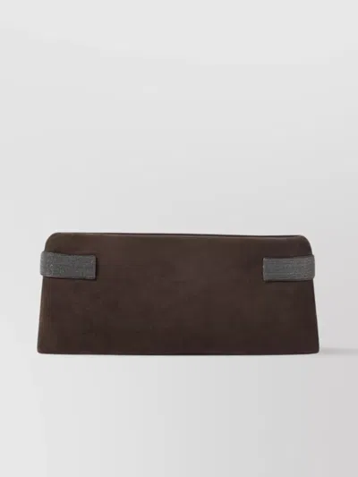 Brunello Cucinelli Women Suede Leather Clutch Bag