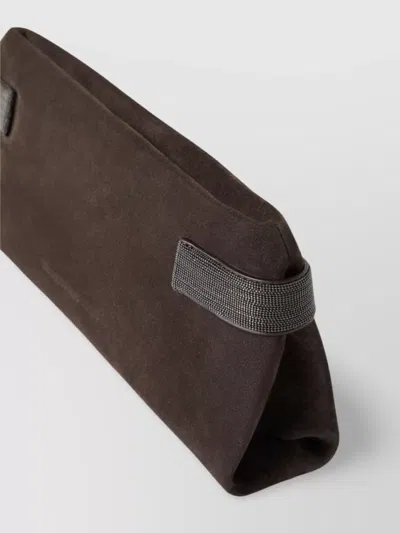 Brunello Cucinelli Women Suede Leather Clutch Bag