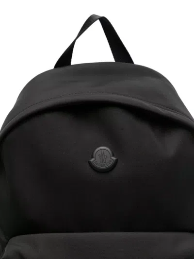 Moncler Pierrick Backpack Front Zip-fastening Pocket In Black
