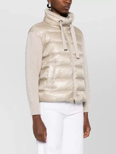 Herno Puffer Jackets Featuring Drawstring Accents In Neutral