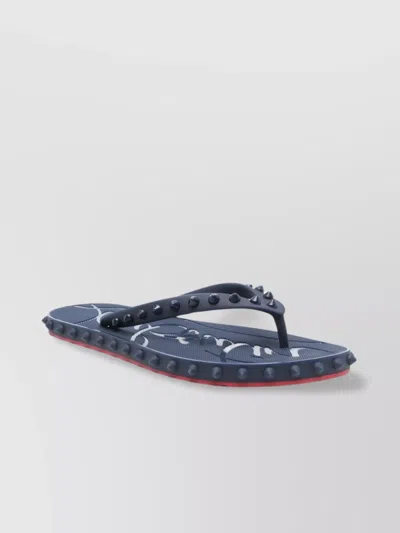 Christian Louboutin Studded Open Toe Slides & Flip Flops
