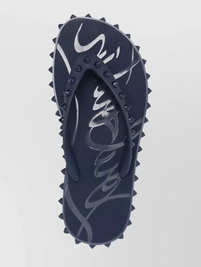Christian Louboutin Studded Open Toe Slides & Flip Flops