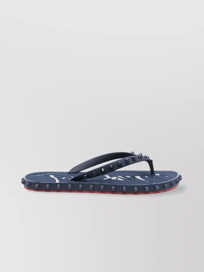 Christian Louboutin Studded Open Toe Slides & Flip Flops