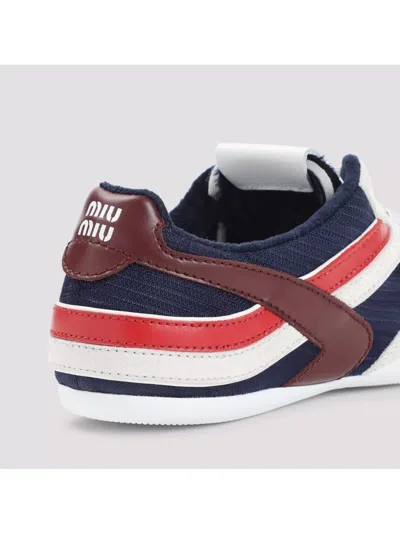 Miu Miu Gymnasium Blue Calf Leather Sneakers In Multi