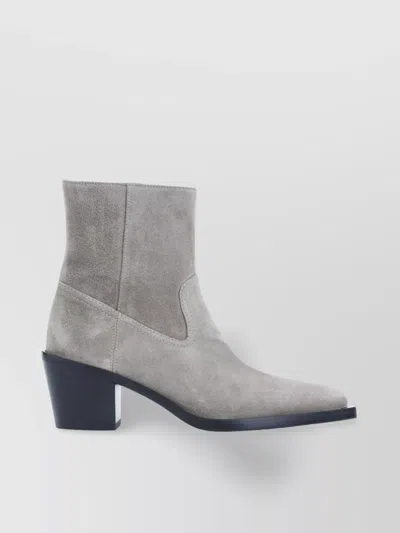 Stuart Weitzman Suede Calf Leather Pointed Toe Boots