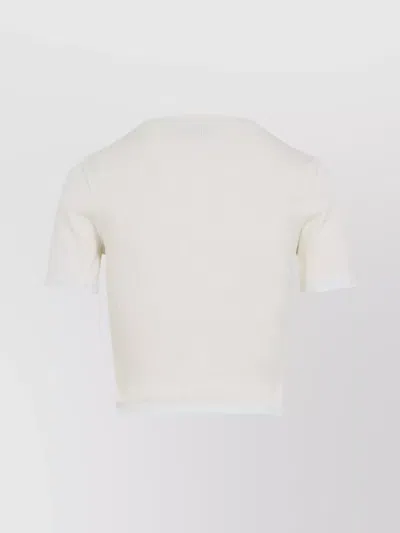 Miu Miu Cropped Cotton T-shirt Lace Trim