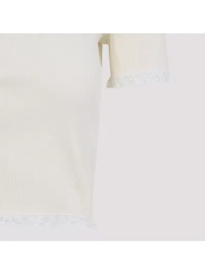 Miu Miu Cropped Cotton T-shirt Lace Trim