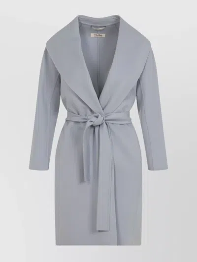 S Max Mara Messi Wool Coat Belted Waist In Gray