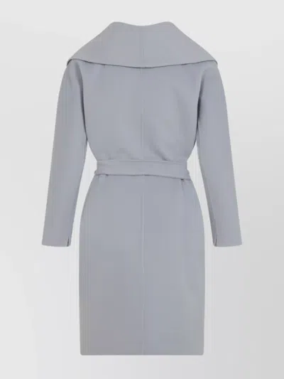 S Max Mara Messi Wool Coat Belted Waist In Gray