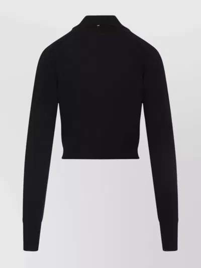 Sportmax Perseo Cropped Wool Cardigan Collar In Black