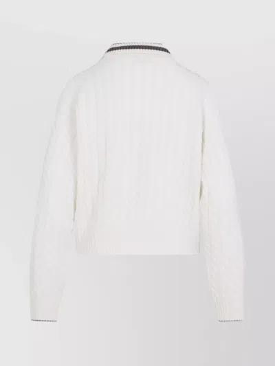 Brunello Cucinelli Sport Club Pullover With White Cashmere In White