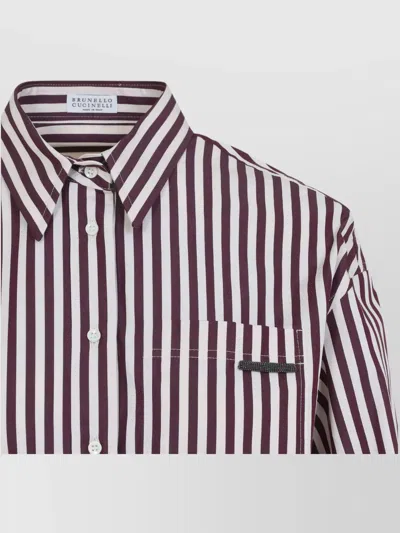 Brunello Cucinelli Logo Striped Long-sleeved Shirt
