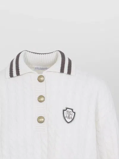 Brunello Cucinelli Sport Club Pullover With White Cashmere In White
